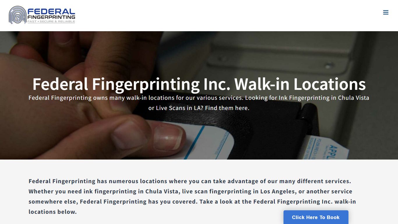 California Federal Fingerprinting Inc. Walk-In Locations
